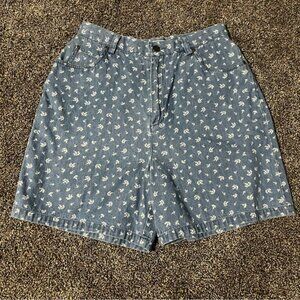Vintage 90s Y2K Jones New York Sport blue denim white floral high waisted shorts